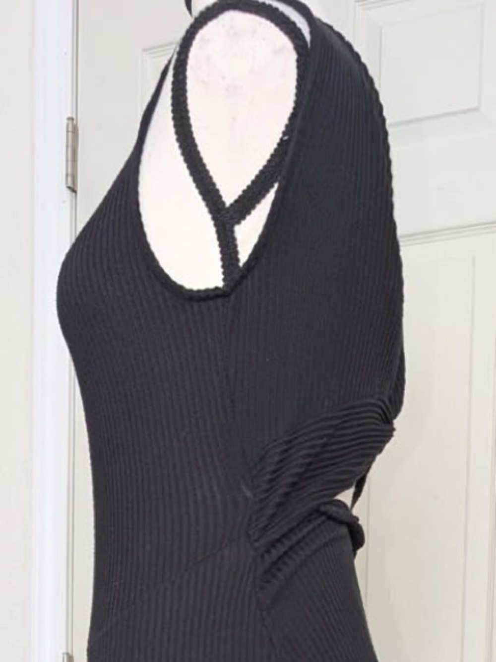 Black Ribbed Sleeveless Jumpsuit